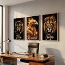 Ver imagem 1 de Kit 3 Quadros Foco Vence Jogo Motivacionais com Moldura:castanho