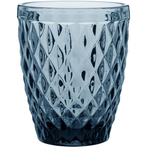 Copo Água 10x8x8cm 270ml Vidro Azul 6pç