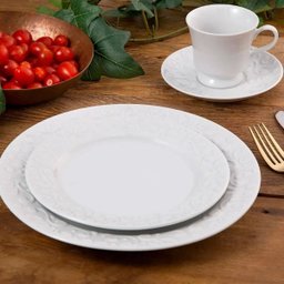 Conjunto 4 Xícaras de Café com Pires 80ml Porcelana em Relevo Tassel Germer Branco - 2