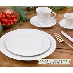 Conjunto 4 Xícaras de Café com Pires 80ml Porcelana em Relevo Tassel Germer Branco - 5