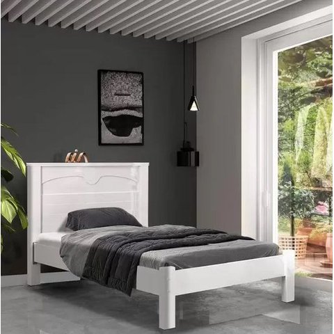 Cama de Solteiro Mdf Branco Amsterdã Fênix Fenix