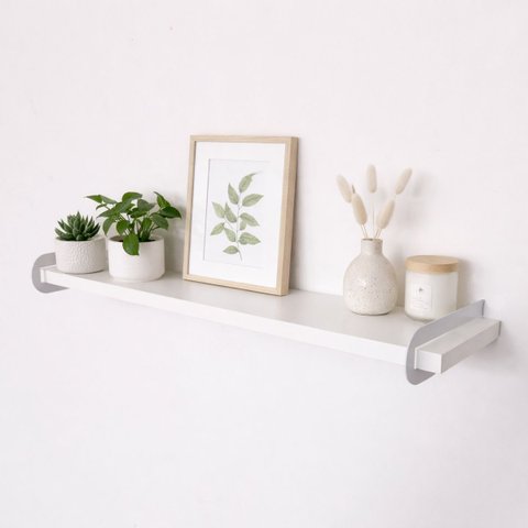 Prateleira Flutuante em Mdf e Aço 50cm Sala Quarto Branca