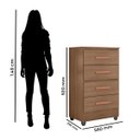 Ver imagem 3 de Kit Guarda-Roupa Solteiro 4 Portas e Cômoda 4 Gavetas Lisa Carvalho Oak