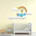 Ver imagem 1 de Adesivo Parede Girafa Avião 70x137 Quarto Infantil