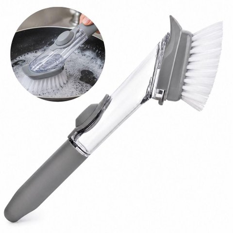 Escova Magica com Dispenser Automatica Lava Louca Limpa Tenis Janela Sabao Liquido Detergente Raspad