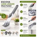 Ver imagem 6 de Escova Magica com Dispenser Automatica Lava Louca Limpa Tenis Janela Sabao Liquido Detergente Raspad