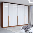 Ver imagem 1 de Guarda-roupa Casal Luxe 2,42 Metros 6 Portas 4 Gavetas Freijó/branco - Panorama Móveis