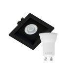 Ver imagem 1 de Kit 40 Spot Embutir Quadrado Recuado Mini Dicroica Mr11 Preto + Lâmpada LED 4W 2700K