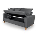 Ver imagem 3 de Sofa Living com Bau Multiuso 3 Lugares Suede Pes em Madeira: Cinza