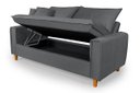 Ver imagem 3 de Sofa Living com Bau Multiuso 3 Lugares Suede Pes em Madeira: Cinza