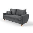 Ver imagem 1 de Sofa Living com Bau Multiuso 3 Lugares Suede Pes em Madeira: Cinza