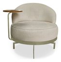 Ver imagem 3 de Poltrona Cadeira Giratória Naomi com Mesa Lateral Boucle Bege Bz Home Decor