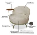 Ver imagem 5 de Poltrona Cadeira Giratória Naomi com Mesa Lateral Boucle Bege Bz Home Decor
