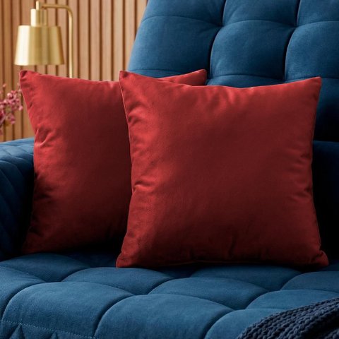 Almofadas Kit Plumie de 45x45cm 2 Uni Velusoft Vermelho Cama Inbox