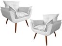 Ver imagem 1 de Kit 2 Poltronas Decorativa Opala Couro Branco Pés Madeira Mz Decor