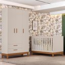 Ver imagem 2 de Jogo de Quarto Infantil Flip Guarda Roupa 3 Portas e Berço Americano Areia Fosco - Reller Móveis