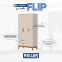 Ver imagem 3 de Jogo de Quarto Infantil Flip Guarda Roupa 3 Portas e Berço Americano Areia Fosco - Reller Móveis