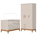 Ver imagem 1 de Jogo de Quarto Infantil Flip Guarda Roupa 3 Portas e Berço Americano Areia Fosco - Reller Móveis