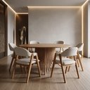 Ver imagem 4 de Mesa de Jantar 6 Lugares Redonda Base Ripada 150cm Diadema B05 Canela Tauari - Lyam Decor