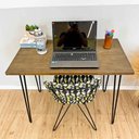 Ver imagem 3 de Mesa para Escritório de Ferro e Madeira 96cm Hairpin Industrial Tabaco e Preto