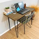 Ver imagem 2 de Mesa para Escritório de Ferro e Madeira 96cm Hairpin Industrial Tabaco e Preto