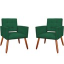 Ver imagem 1 de Kit 2 Poltronas Decorativa Camila Suede Verde Pés Madeira Mz Decor