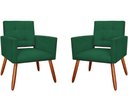 Ver imagem 1 de Kit 2 Poltronas Decorativa Camila Suede Verde Pés Madeira Mz Decor