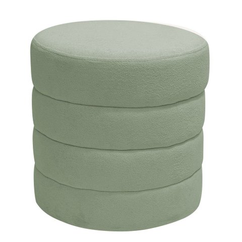 Puff Decorativo Redondo Mid Bouclé Verde Claro - Nexta Casa