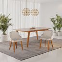 Ver imagem 1 de Kit2 Cadeira Diamante Linho C/ Couro Pés Madeira Sala Jantar