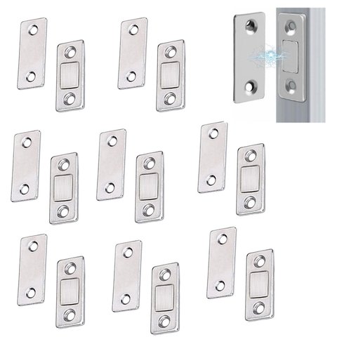 Fecho Magnetico Ima Inox 8 Peças Trava Fecha Porta Janela Armario Gaveta Resistente Multiuso Proteça