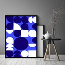 Ver imagem 2 de Quadro Decorativo Abstrato Azul Branco - 70x50cm:moldura Preta