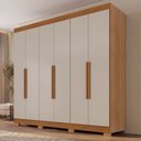 Ver imagem 1 de Guarda-Roupa Casal Malta 6 Portas 2 Gavetas com Pés Cinamomo/Off White - Pnr Móveis