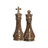 Dupla Peças de Xadrez Rei e Rainha de Cerâmica Marmorizada Marrom Petra - 1