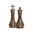 Ver imagem 1 de Dupla Peças de Xadrez Rei e Rainha de Cerâmica Marmorizada Marrom Petra