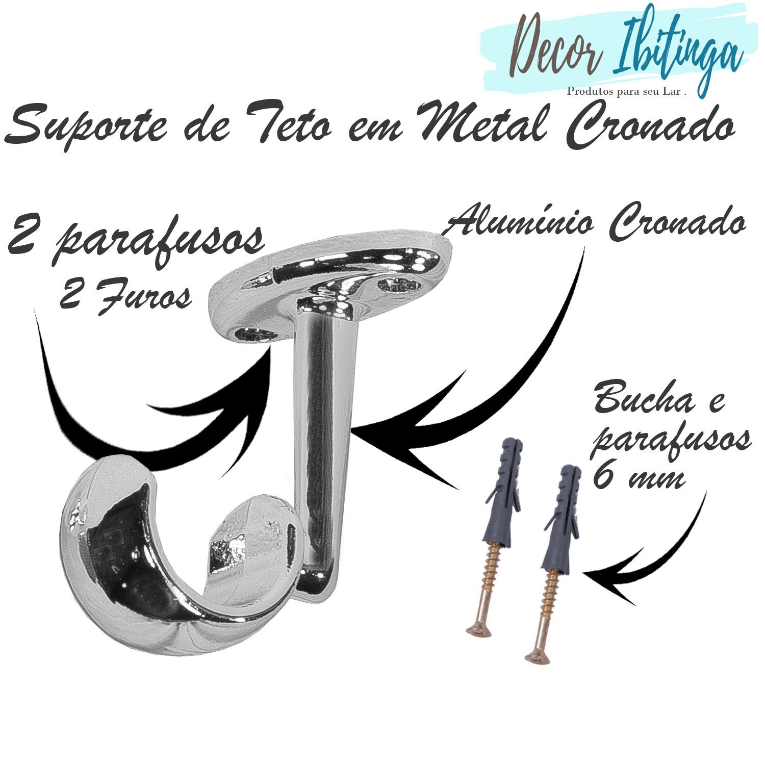 Varão para Cortina de Teto Sala Quarto 4 Metros 28mm Metal - 3