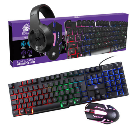 Kit Shadow Teclado Mouseusb Rgb Headset Cor Preto Gamer