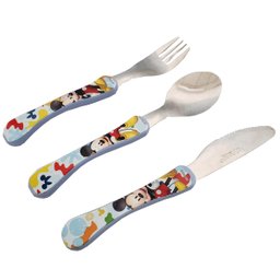 Conjunto de Talheres Mickey 3 Peças Garfo Faca Colher Inox Disney Infantil Simonaggio - 1