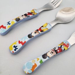 Conjunto de Talheres Mickey 3 Peças Garfo Faca Colher Inox Disney Infantil Simonaggio - 2