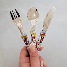 Conjunto de Talheres Mickey 3 Peças Garfo Faca Colher Inox Disney Infantil Simonaggio - 3