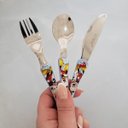 Ver imagem 3 de Conjunto de Talheres Mickey 3 Peças Garfo Faca Colher Inox Disney Infantil Simonaggio