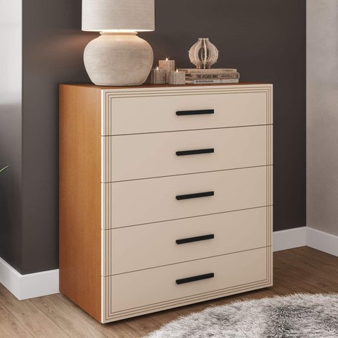Cômoda com 5 Gavetas 90cm 240831 Linha Valência Politorno Móveis