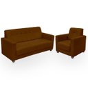 Ver imagem 1 de Sofá + 1 Poltrona para Sala de Estar Moderno Confortável Veneza Suede