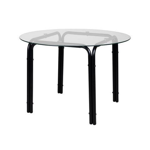 Mesa Shiro Redonda 110cm com Tampo de Vidro e Base em Aço Moderna Waw Design