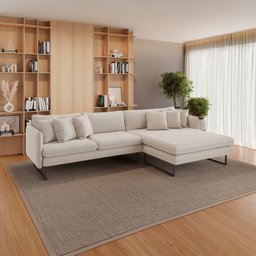 Sofá Jade com Chaise Lateral Direita 2,84m em Linho - 2