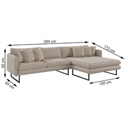 Sofá Jade com Chaise Lateral Direita 2,84m em Linho - 7