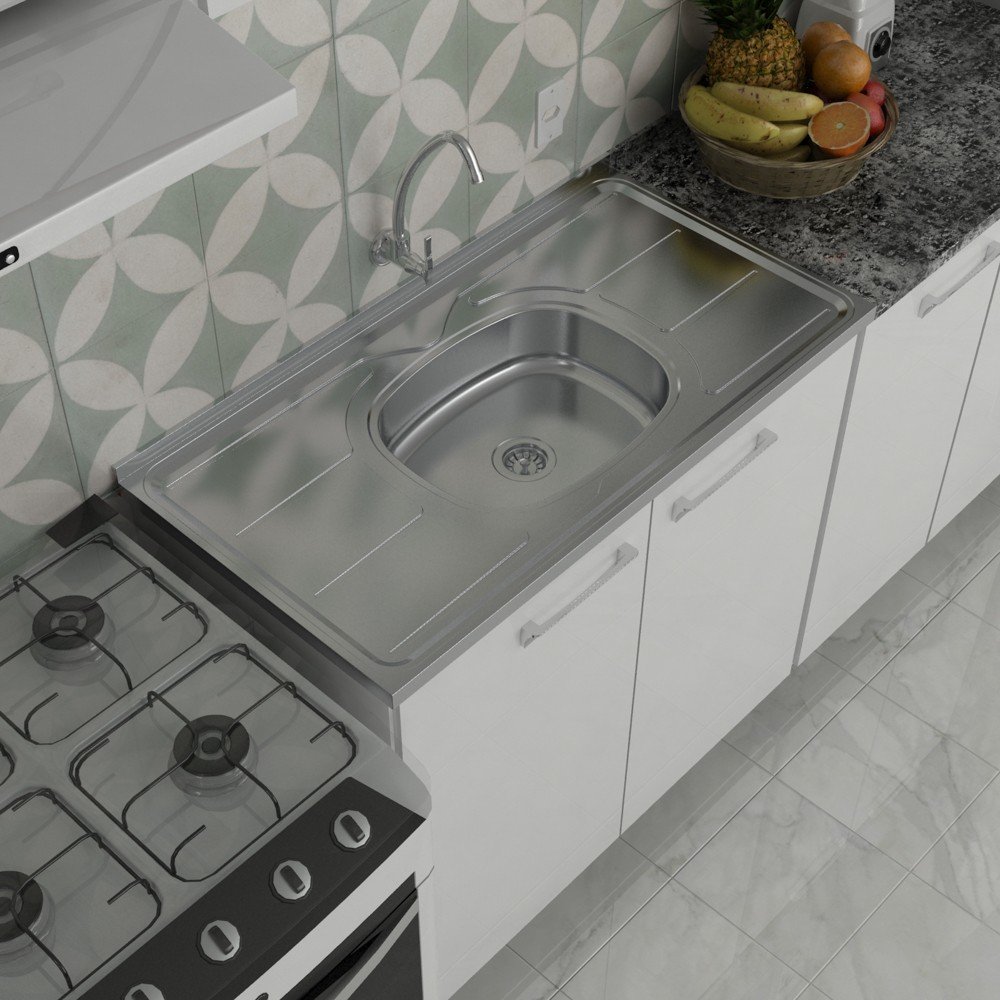 Pia de Cozinha Com Cuba e Válvula Bali 100cm Aço Inox - Ghel Plus ...