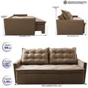 Ver imagem 2 de Sofá Sem Caixa Retrátil e Reclinável 1,85m Cama inBox Studio Suede Velusoft Castor
