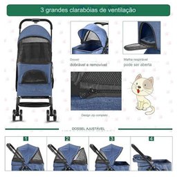 Carrinho Gato Cao Cachorro Pet Passeio Berço Moises Removivel Transporte Animal de Estimaçao Confort - 4