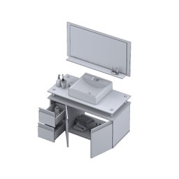 Conjunto para Banheiro Gabinete com Cuba e Espelheira 80cm Diamante - 4