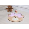 Tapete Infantil Baby Formato Ursinha Laço Decorativo Pelúcia Bebê Bordado Quarto Sala Menino Rosa - 1